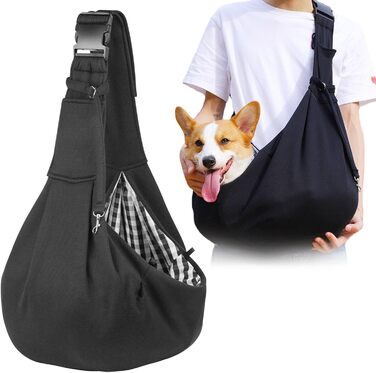 Сумка-переноска для собак, регульована, до 10 кг – зручна, для активного відпочинку з собаками та котами, для виїздів та прогулянок (чорна)