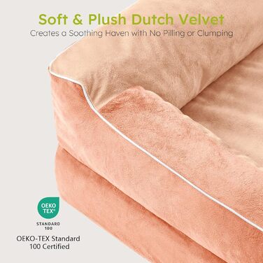 Ортопедичне ліжко для собак, 91x69 см, з іграшкою-кісткою, охолоджуючий Memory Foam, вологостійке, неслизьке, велике собаче ліжко, світло-сірий (персиково-рожевий)