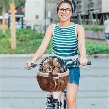 Корзина для собак та котів на велосипед, ручна робота, плетені з лози, коричнева