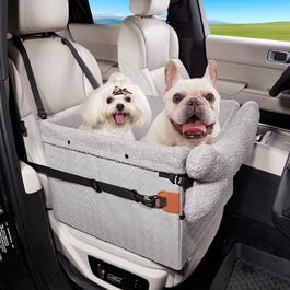Автокрісло для собак - велике, чорне/сіре, з кишенями та поворотком, для собак середніх та великих порід