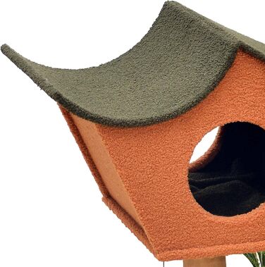 Котячий будиночок та кігтеточка Fudajo з декором у вигляді лап, 154 см: будиночок, стійка, іграшки для котів