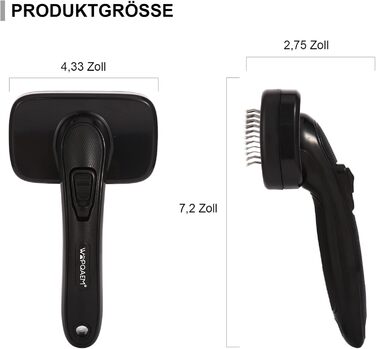 Щітка для собак та котів, самоочисна, для вичісування підшерстка та відмерлого волосся, для довгошерстих та короткошерстих порід, чорна