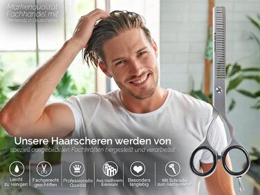 Професійна фризувальна ножиця для волосся з зубчиками (6 дюймів) - для вирівнювання та стрижки, з нержавіючої сталі, блакитна