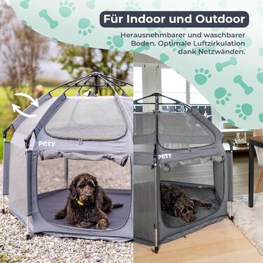 Клітка-переноска для собак Pety - 150 x 100 см, сіра. Переносне зоо-вольєр для відпочинку на природі та вдома. З сумкою та кілочками.