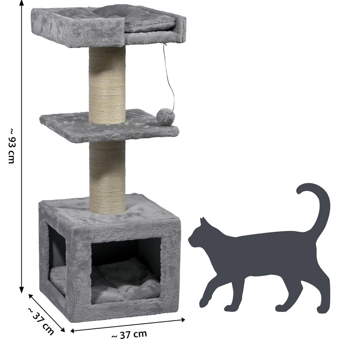 Котячий кігтеточка Dobar® Premium з дерева з великими та стійкими кігтеточками в винятковому дизайні - підходить для великих котів - 35 x 60 x 100 см (Easy)