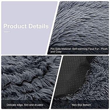 М'яке кругле ліжко для собак та котів. Кругле ліжко-бублик для середніх собак та котів, м'яке та тепле, Ø 60 см, темно-сірий колір