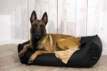 Водонепроникне ліжко для собак 4L Textil Koko великих порід, корзина для собак, знімний та пральний чохол, коричневий (100x80 см)