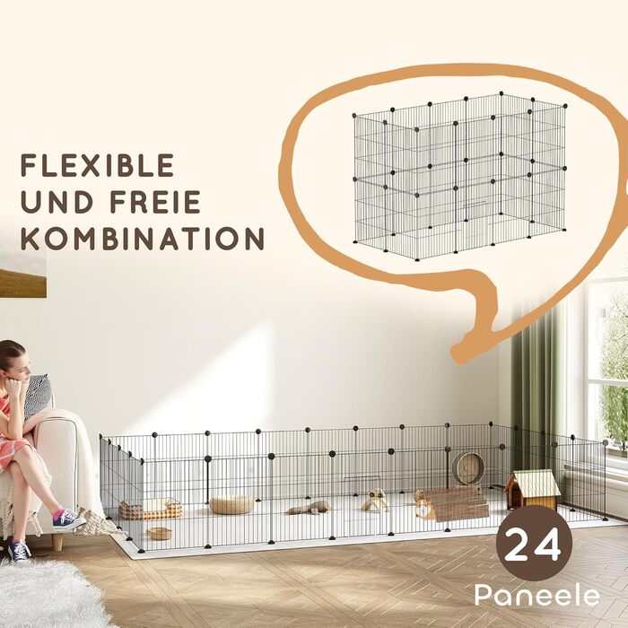 Клітка для кроликів та морських свинок PawHut, вольєр для дрібних тварин, вольєр для вигулу, сталева клітка, чорний колір, 120 x 60 x 80 см