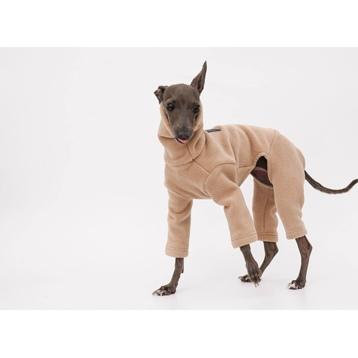 Теплий фланелевий халат для грейхаундів та віппетів: флісовий пуловер з ніжками, вітрозахисний халат з коміром-гетром, зимовий халат для собак маленьких, середніх та великих порід (Колір: Бежевий, Розмір: XX XXS Бежевий)