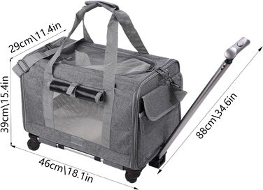 Транспортна сумка для собак та котів - переноска для тварин з колесами | Легка переноска для кошенят та цуценят, розмір ручної поклажі