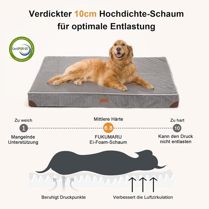 Ортопедичне ліжко для собак FUKUMARU - 91x56x9 см, зелене, з водонепроникним шаром, антиковзаюче, м'яке, для комфортного сну