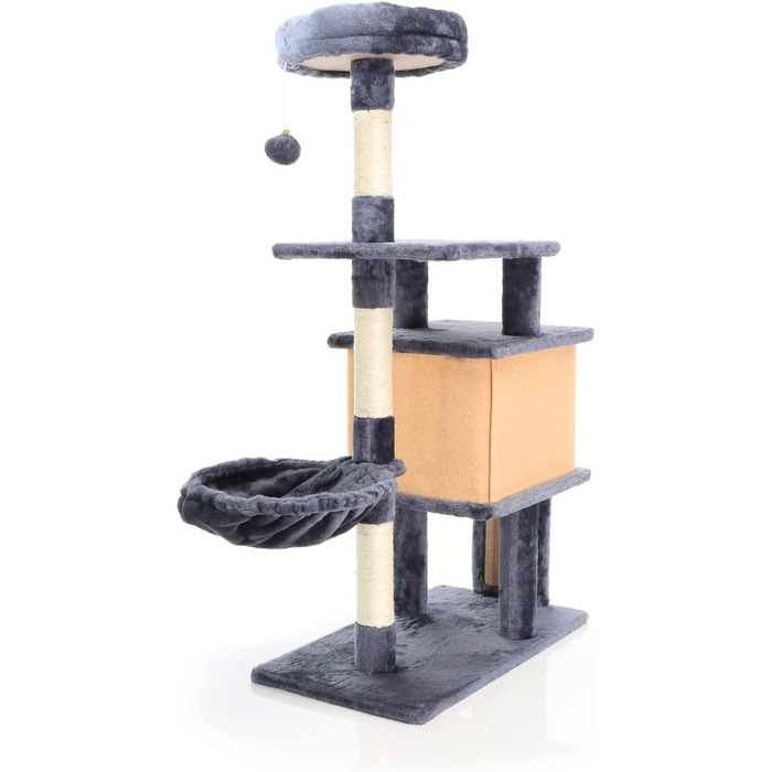 Котячий будиночок з когтеточкою Fudajo, 112 см, з лежаком та платформами