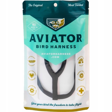 Шлейка для папуг Aviator S, чорна