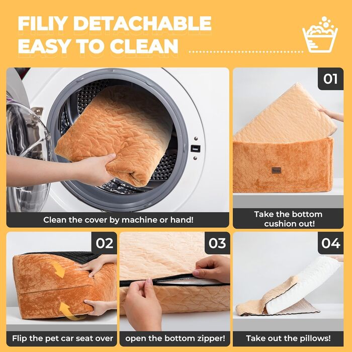 Автокрісло для собак великих та середніх порід до 27,2 кг - З піднятою передньою частиною 35,6 см, подушка з Memory Foam, знімний, миючий чохол, коричневе