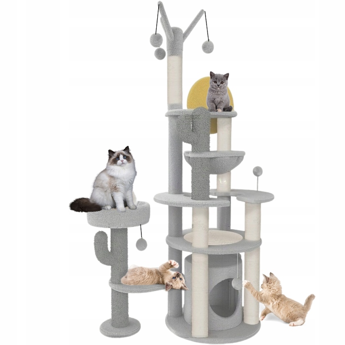 Високий когтеточка-комплекс із лежаком та стовпчиком для кігтів ToolsMed, 161 - 220 см