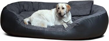 Tierlando® Philip VIP: собаче ліжко з велюрової шкіри, зручний матрац, 110x80 см, графіт