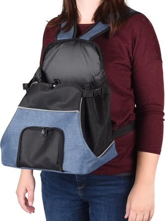 Сумка для собак Bauchtrage Sybil, 29x23x38 см, поліестер, блакитна – з підсилювачем спини, світловідбивачами, знімним дном та страховою пов'язкою