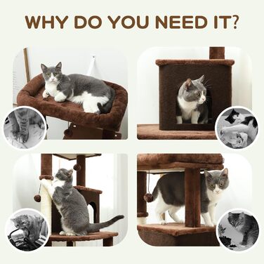 Котячий комплекс PawHut 132 см з когтеточкою, платформами, кулями та килимком, коричневий (55x44x132 см)