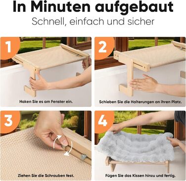 Котяча гамак FUKUMARU для вікна та підлоги, міцна конструкція, легко збирається (Сірий з м'яким подушкою)