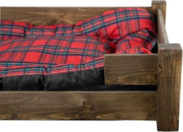 Гіркий корзина для собак Kistenkolli Altes Land Winston XL з дерева та подушкою, 100x60x25 см, вінтажний дизайн, колір палісандр (червоний)