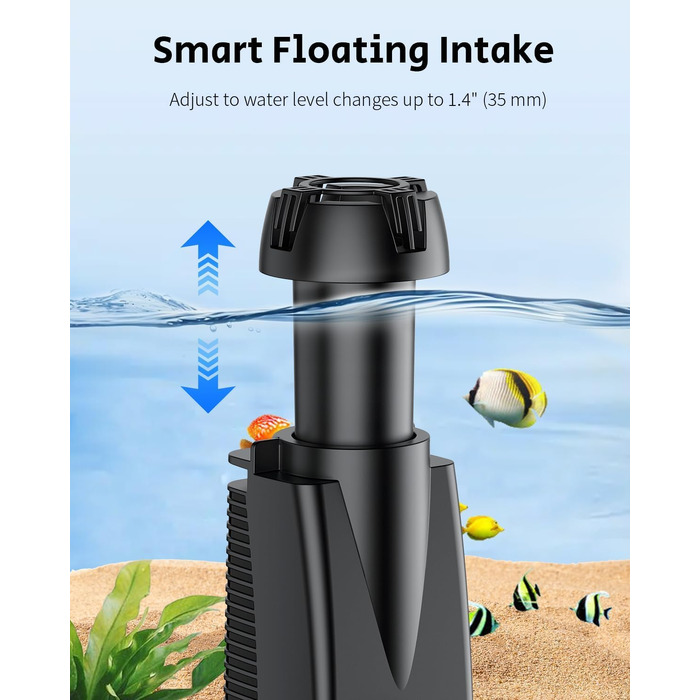 Скіммер для акваріума Pawfly 300 L/H 4W — поверхневий фільтр-насос для видалення масляної плівки та бруду (до 350 л), з біогубкою та присосками