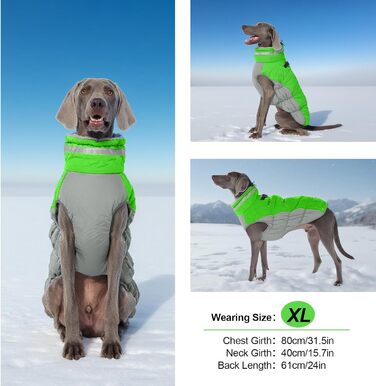 Зимова куртка для собак, тепла, водонепроникна, вітронепроникна, флісова, для прогулянок та походів (Small, неоновий зелений)
