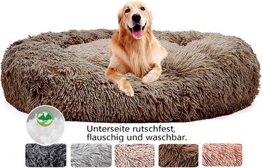 М'яке ліжко для собак Haoye, кругла подушка для домашніх тварин, ліжко для котів/собак, донат, мила ліжечко, коричнева, Ø 70 см, 7 розмірів