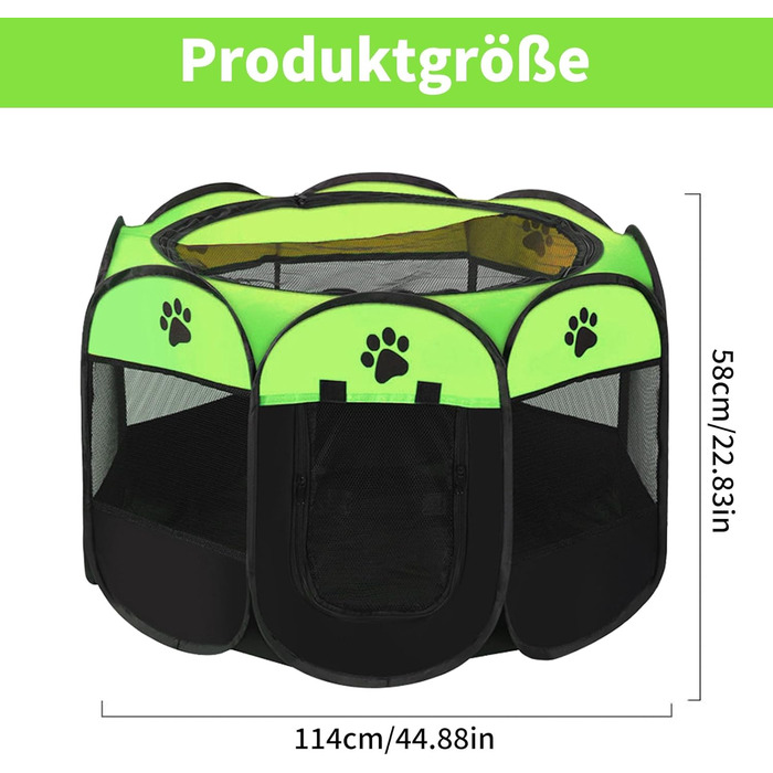 Складаний вольєр для цуценят та собак, портативний загон для тварин, 74x43 см (зелений)