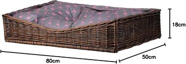 Корзина для собак та котів з плетеної лози, лежанка, 80x50 см, коричнево-сіра
