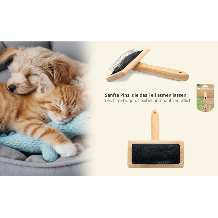 Дерев'яна щітка для собак та котів з довгою та короткою шерстю, для догляду за шерстю, вичісувальна щітка проти підшерстка та ковтунів, ручна щітка для собак з неслизькою ручкою, м'який догляд