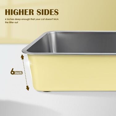 Великий лоток для котів і кроликів IKITCHEN з нержавіючої сталі 60×40×15 см — без запаху, антипригарний, антиковзкий, стійкий до плям і іржі