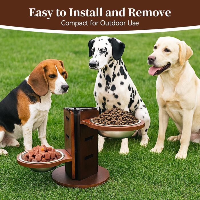 Підвищений годівниця для собак, регульована по висоті, 3-рівнева годівниця для собак, підставка з 3 мисок з нержавіючої сталі, 650 мл, годівниця для собак з антиковзним дном