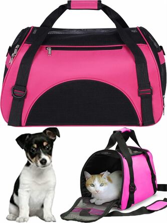 Транспортна сумка для тварин: переноска для собак та котів, рожева, 50 x 23 x 34 см