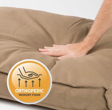 JAMAXX Преміум подушка для собак - ортопедична, з піною з пам'яті, знімний водонепроникний чохол, собаче ліжко з канвас-чохлом PDB1007 (S) 65x50 (L 90 x 70 x 15 см, кофейно-коричневий)