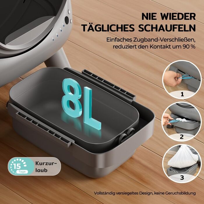 Автоматичний лоток для котів Cura X1: самоочищення, 80+8л, сенсори, контроль через додаток, для кількох котів