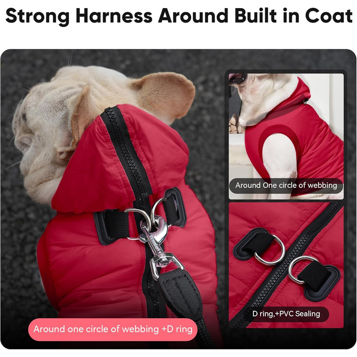 Теплий зимовий пуловер для собак середнього розміру з інтегрованим шлейкою, червоний, розмір L (Pack of 1)
