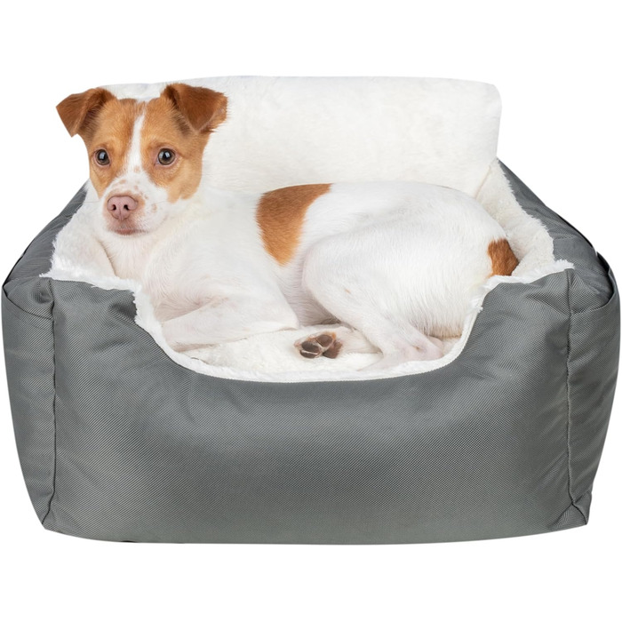 Підвищення для собак у машину, вантажівку, SUV - з м'яким плюшевим килимком, безпечними ременями, чорний, 53x51x36 см