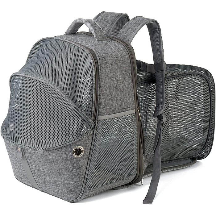 Рюкзак-переноска для тварин Galatée, розширюваний, для котів та маленьких собак (зелений/сірий)