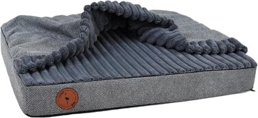М'яке ліжко для собак середніх порід з ортопедичною матрацною поверхнею, з капюшоном, неслизьке, з водонепроникним покриттям на блискавці (графіт, 70 x 60 x 8 см)