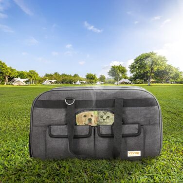 Тролей для собак VEVOR, 15.8 кг, чорний. Зручний рюкзак-переноска для собак, 600D Oxford, 4 колеса, для подорожей та вигулу