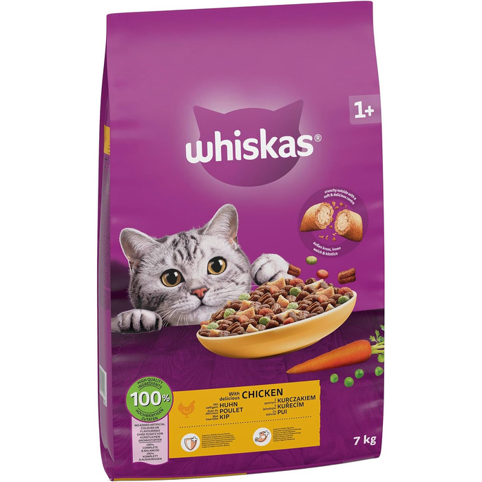 Сухий корм для дорослих котів Whiskas з куркою, 7 кг