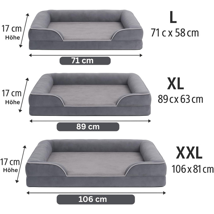Ортопедичне лежанка для собак Преміум-класу з піною з ефектом пам'яті, великі породи - додаткова петелька для утримання, водонепроникний внутрішній чохол, собаче ліжко, подушка для собак, м'яка, знімний та пральний чохол, 106 x 81 x 17 см, темно-сірий XXL