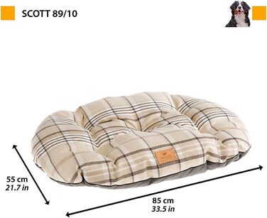 Подушка для собак та котів Ferplast SCOTT XL, двостороння, шотландський принт, м'який велюр, коричнева, для дому