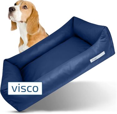 Ліжко для собак з віско-матрацом, миється - зручне собаче ліжко, диван преміум-якості, захищає суглоби, міцна собача підстилка, розмір L, 115 x 85 см (S: 80 x 60 см, морський колір)