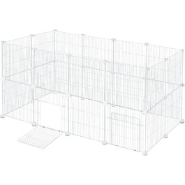 Клітка для кроликів та інших дрібних тварин EUGAD з дверцятами, розширювана, 142x72x36 см, металевий каркас, білий колір