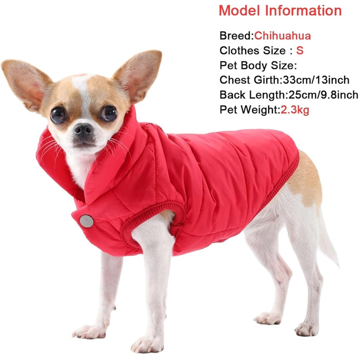 Водонепроникний зимовий одяг для собак з флісовою підкладкою, тепла куртка для цуценят та котів, вітронепроникний терможилет для чихуахуа, йоркширських тер'єрів, комбінезон-костюм для домашніх тварин (Червоний, L)
