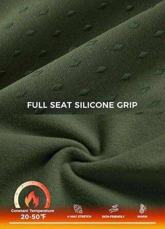 Спортивні штани для верхової їзди WILLIT Daen з флісовою підкладкою, силіконовим повним захопленням, кишенями та петлями для ременя (S, армійсько-зелений)