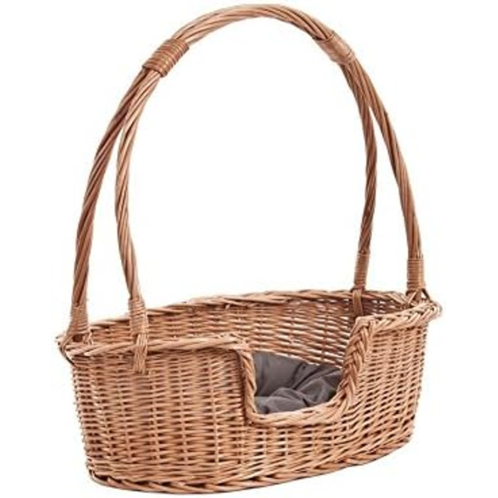 Корзина для тварин Weidentierkorb з прутької, переноска для кота з ручкою, лежанка для собаки з подушкою