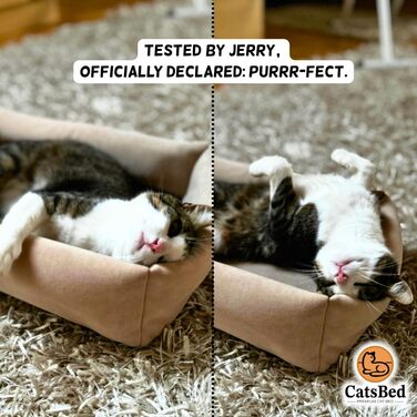 Преміум ліжко для котів - Комфорт та стиль з Magic Velvet, тканина: сертифікована Ökotex 100, стійка до подряпин та легко чиститься (Бежевий)