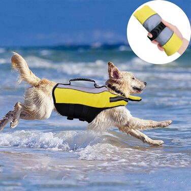 Жилет для плавання для собак, жовтий (L) з Airbag, ручкою та світловідбиваючими смугами